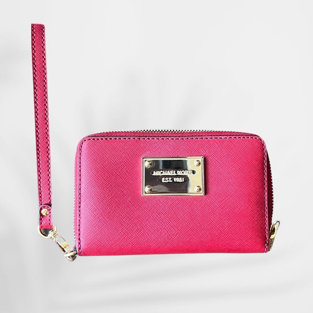 Michael Kors Red Wallet Wristlet with Gold Accents